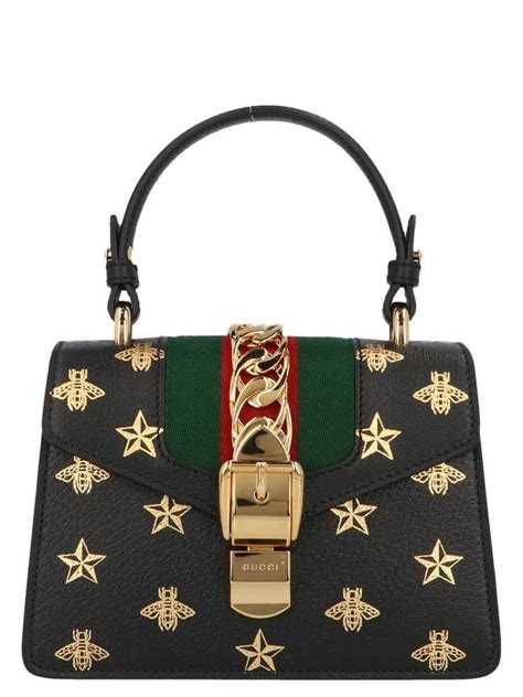 Gucci Sylvie Bee Star Mini Leather Bag .